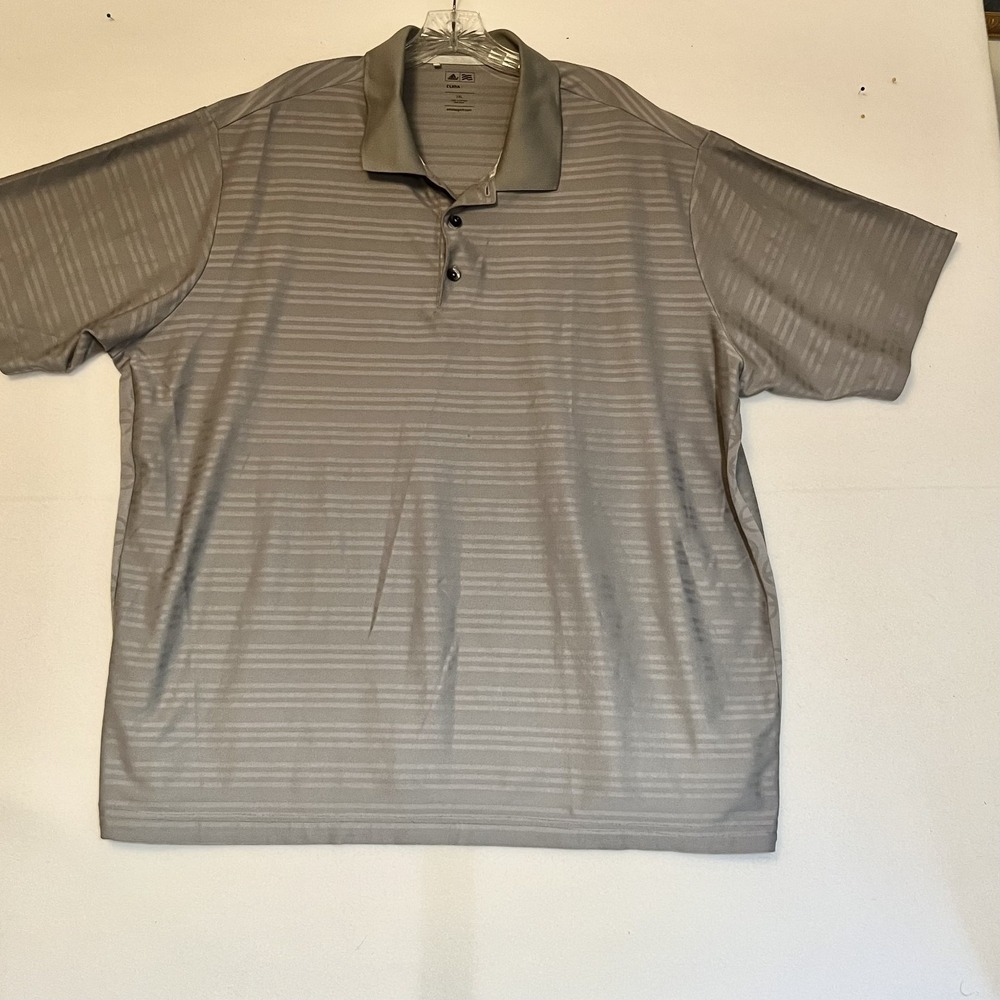 Adidas Clima Cool Mens Golf Polo Gray Short Sleeve Striped Size 3XL P15532